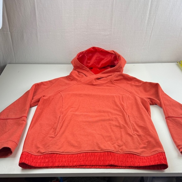 Rare Lululemon Orange Hooded Sweatshirt with Satin Trim - Picture 4 of 12